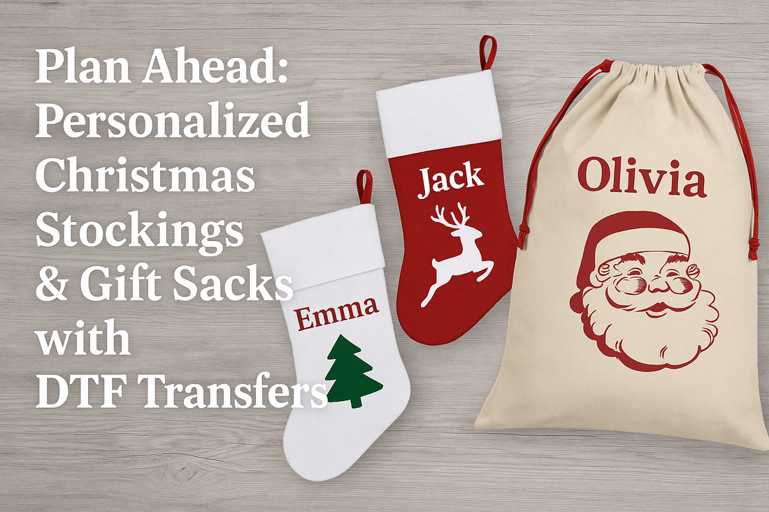 Plan Ahead: Personalized Christmas Stockings & Gift Sacks with DTF Transfers