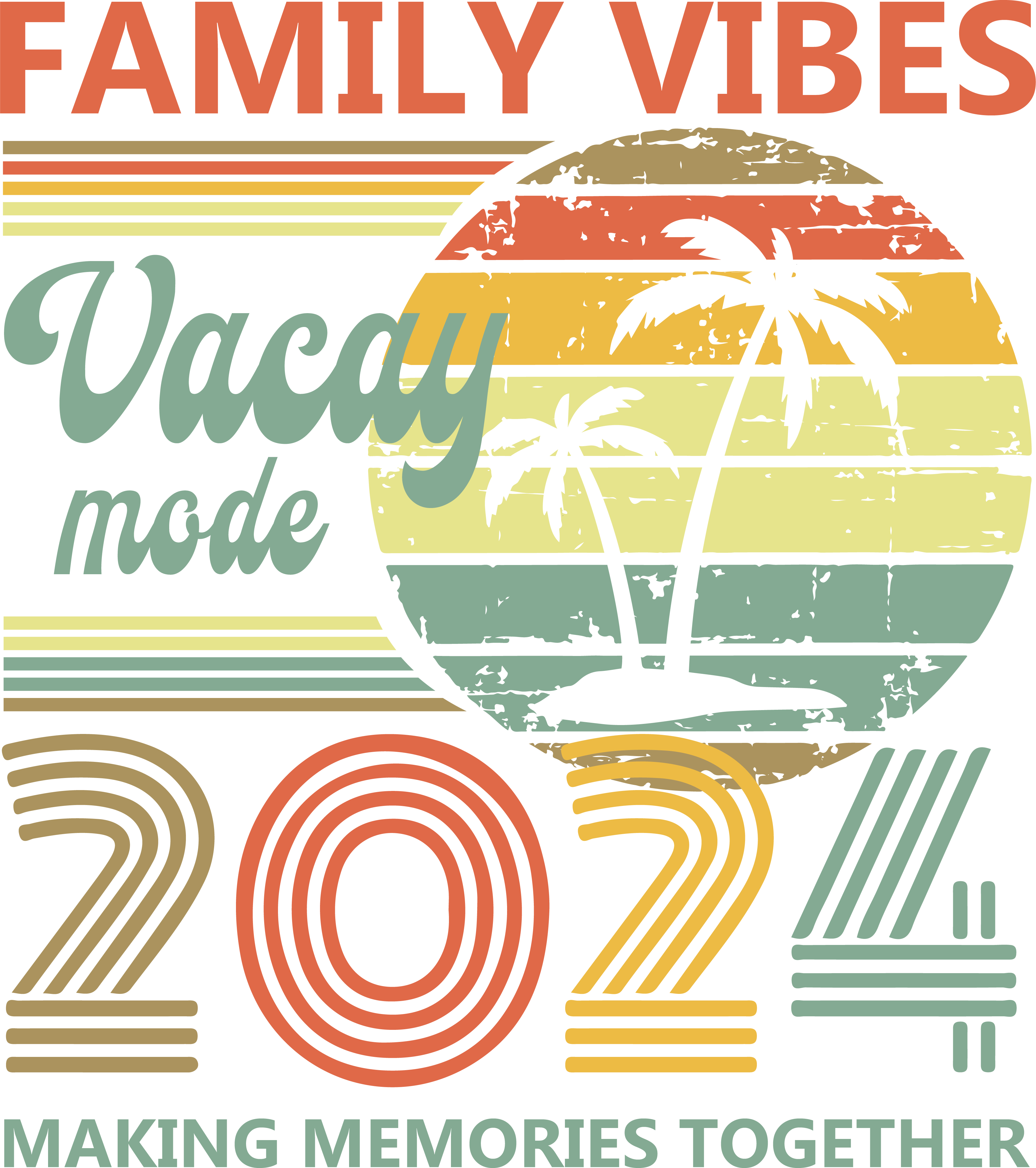 Vintage 2024 Family Vacation T-Shirt DTF Transfer Ready To Press