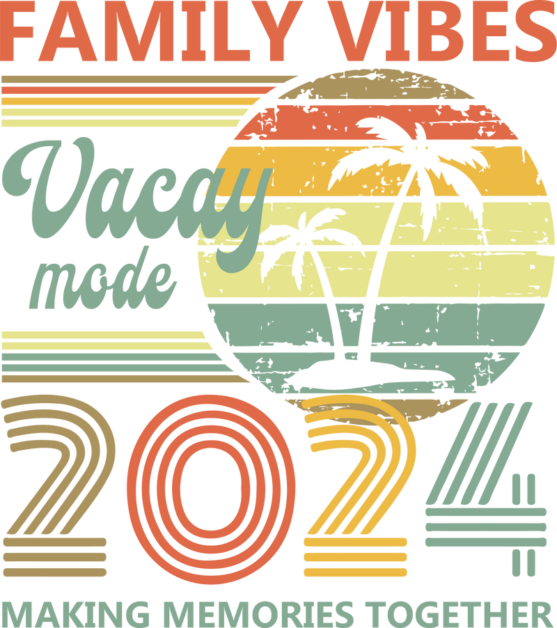 Vintage 2024 Family Vacation T-Shirt DTF Transfer Ready To Press