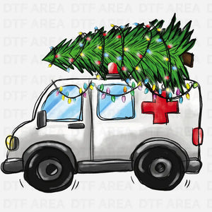 Christmas Ambulance Shirt, EMS T-Shirt DTF Transfer Ready To Press