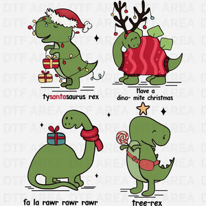 Christmas Dinosaur Sweatshirt DTF Transfer Ready To Press