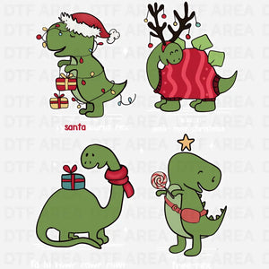 Christmas Dinosaur Sweatshirt DTF Transfer Ready To Press