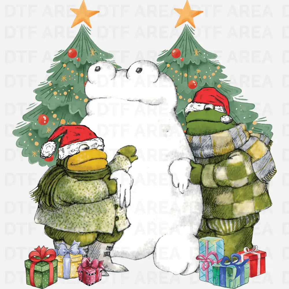 Christmas Frog And Toad Sweatshirt DTF Transfer Ready To Press