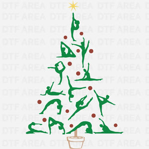 Christmas Yoga Tree Shirt DTF Transfer Ready To Press