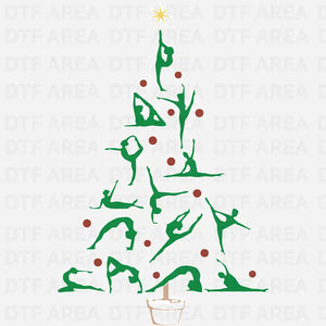 Christmas Yoga Tree Shirt DTF Transfer Ready To Press