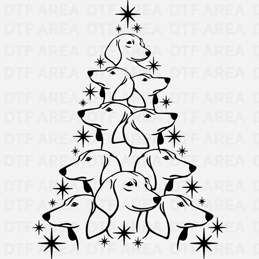 Dachshund Christmas Tree Shirt, Cute Holiday DTF Transfer Ready To Press