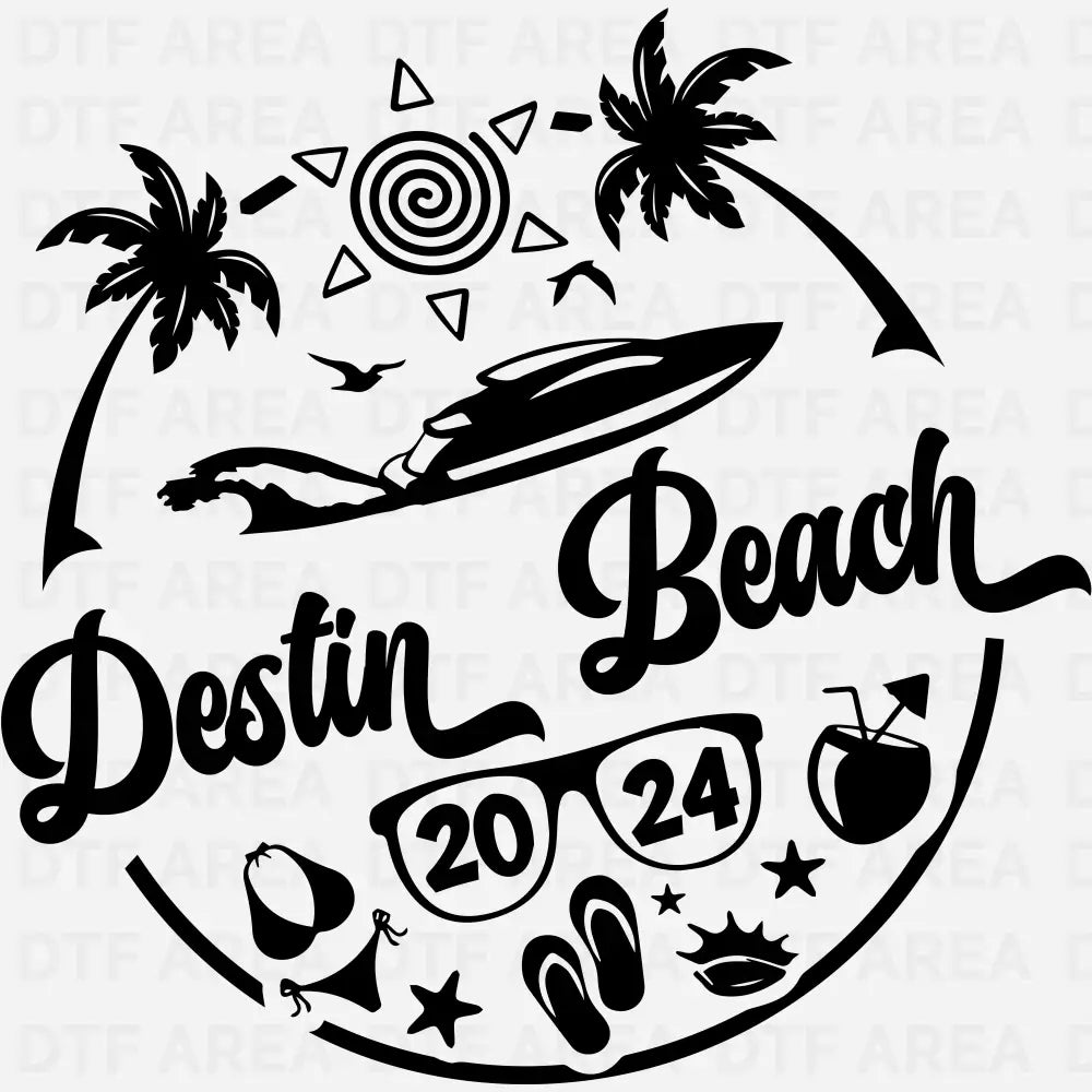 Destin Beach, Coastal Vibes Design DTF Transfer Ready To Press