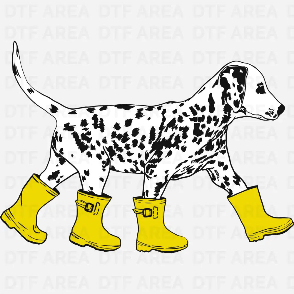 Dog in Boots, Cute Dalmatian DTF Transfer Ready To Press