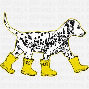 Dog in Boots, Cute Dalmatian DTF Transfer Ready To Press