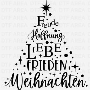 Freude Hoffnung Liebe Frieden Weihnachten T-Shirt, German Christmas Tee DTF Transfer Ready To Press