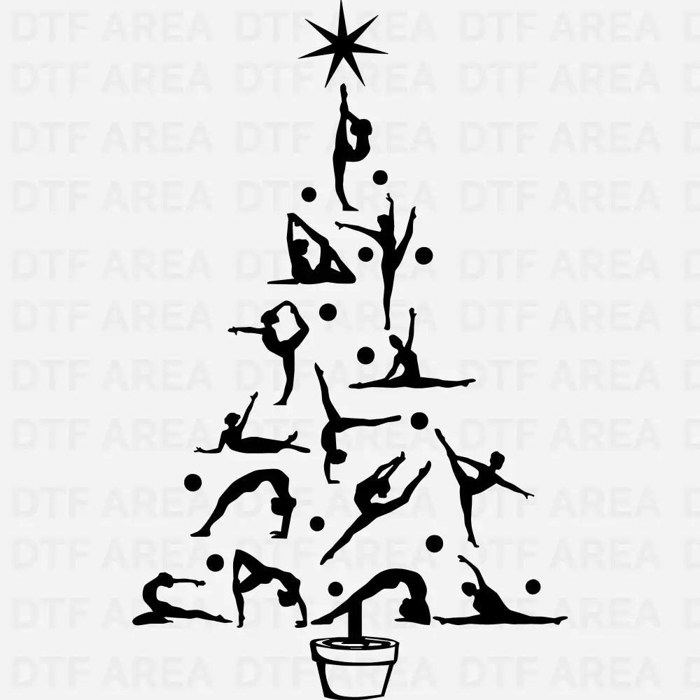 Gymnastics Christmas Tree Shirt, Sporty Xmas T-Shirt DTF Transfer Ready To Press