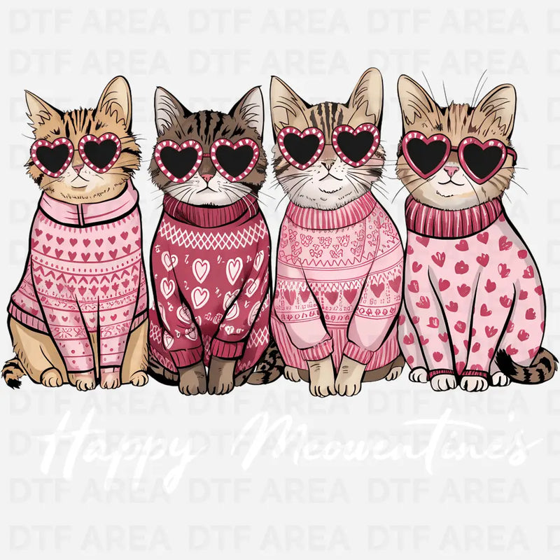 Happy Meowentine's Cat Shirt, Cat Lover Gift, DTF Transfer Ready To Press