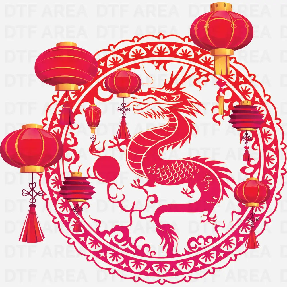 Lantern Festival, Year of the Dragon Design DTF Transfer Ready To Press