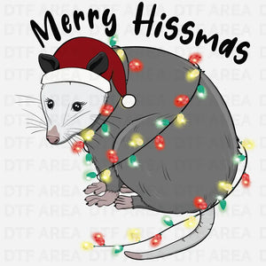 Merry Hissmas Christmas Shirt, Opossum T-Shirt DTF Transfer Ready To Press