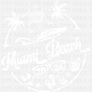 Miami Beach, Coastal Vibes Design DTF Transfer Ready To Press