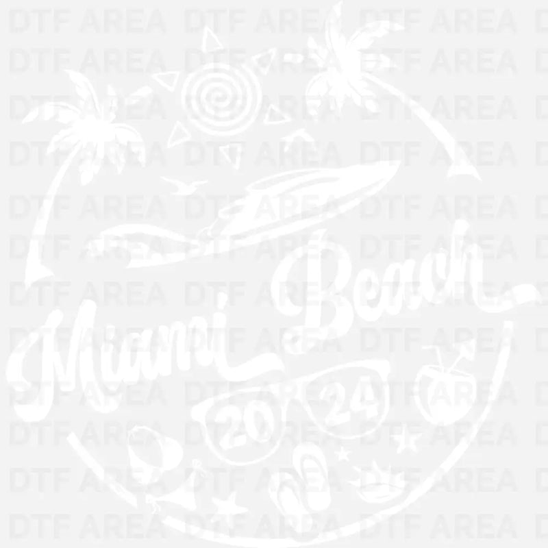 Miami Beach, Coastal Vibes Design DTF Transfer Ready To Press