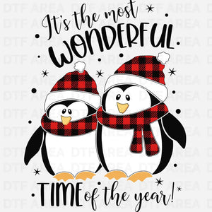 Most Wonderful Time of the Year Shirt, Christmas Penguin T-Shirt DTF Transfer Ready To Press