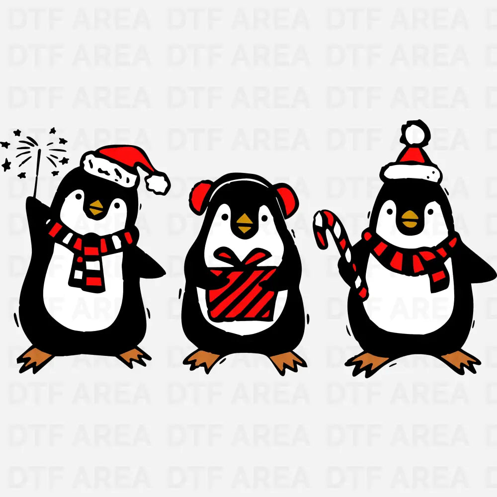 Penguin Christmas Shirt, Santa Hat Xmas Outfit DTF Transfer Ready To Press