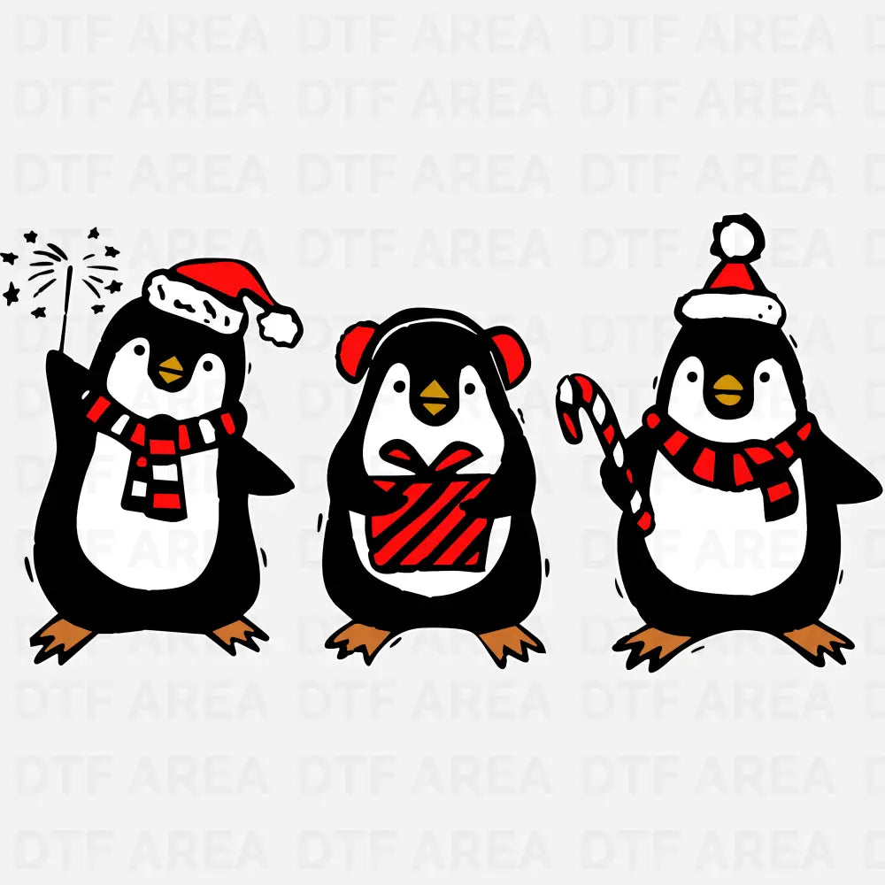 Penguin Christmas Shirt, Santa Hat Xmas Outfit DTF Transfer Ready To Press