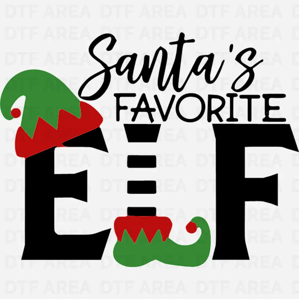 Santa's Favorite Elf Shirt, Christmas Elf T-Shirt DTF Transfer Ready To Press