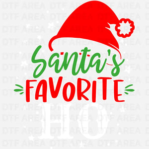 Santa's Favorite Ho Shirt, Humorous Christmas Sweatshirt DTF Transfer Ready To Press