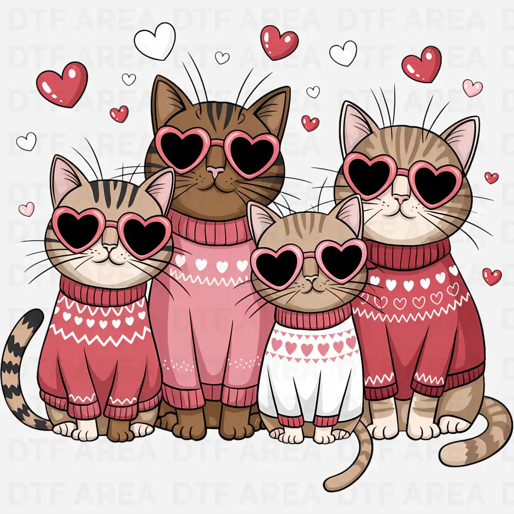 Valentine Cat Shirt, Cat Lover Gift, DTF Transfer Ready To Press