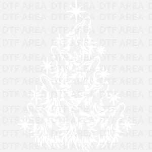 Wolf Christmas Tree Shirt, Wolf Lover Xmas T-Shirt DTF Transfer Ready To Press