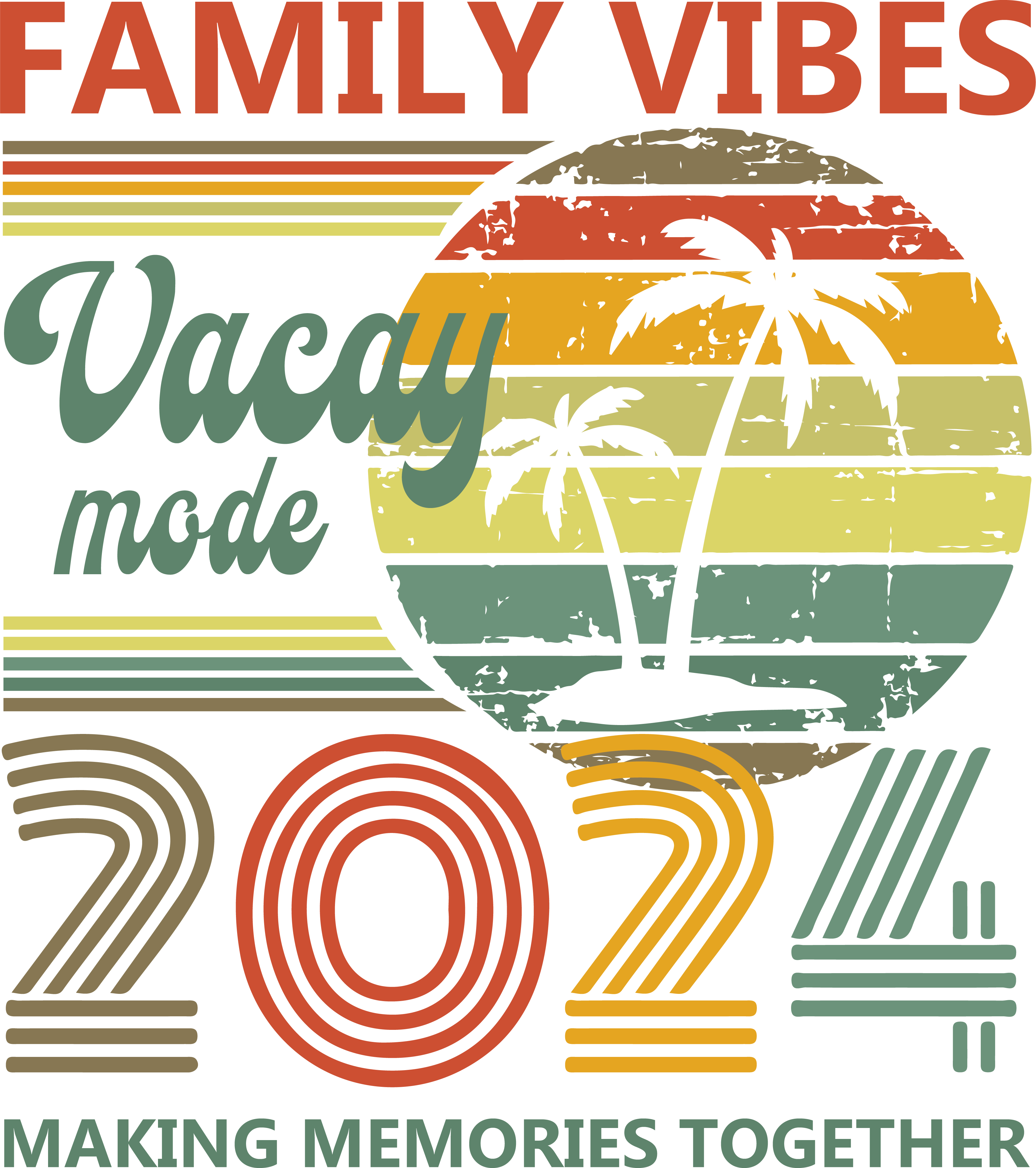 Vintage 2024 Family Vacation T-Shirt DTF Transfer Ready To Press